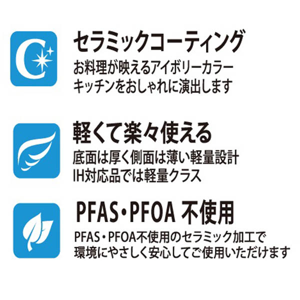 軽くて使いやすいセラミックフライパンシリーズ　フライパン20cm