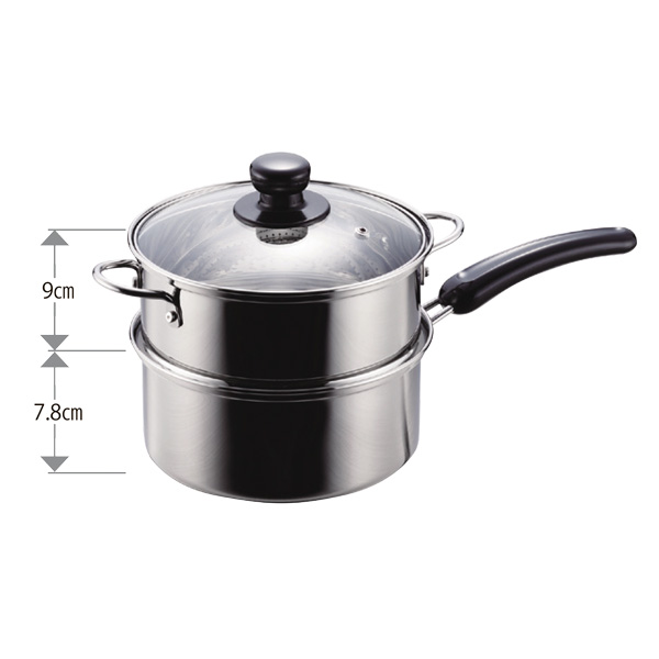 【100Pもらえる・11/30まで期間限定】Ｎｅｗだんらん　ガラス蓋付片手２段蒸し器